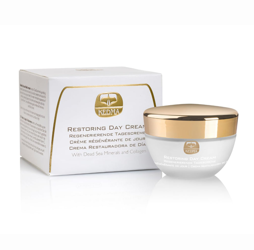 KEDMA Restoring Day Cream – Anti-Aging Moisturizer with Collagen, Dead Sea Minerals, Vitamin C & E – Firming Day Cream for Wrinkles, Elasticity & Skin Tone - 1.76 oz