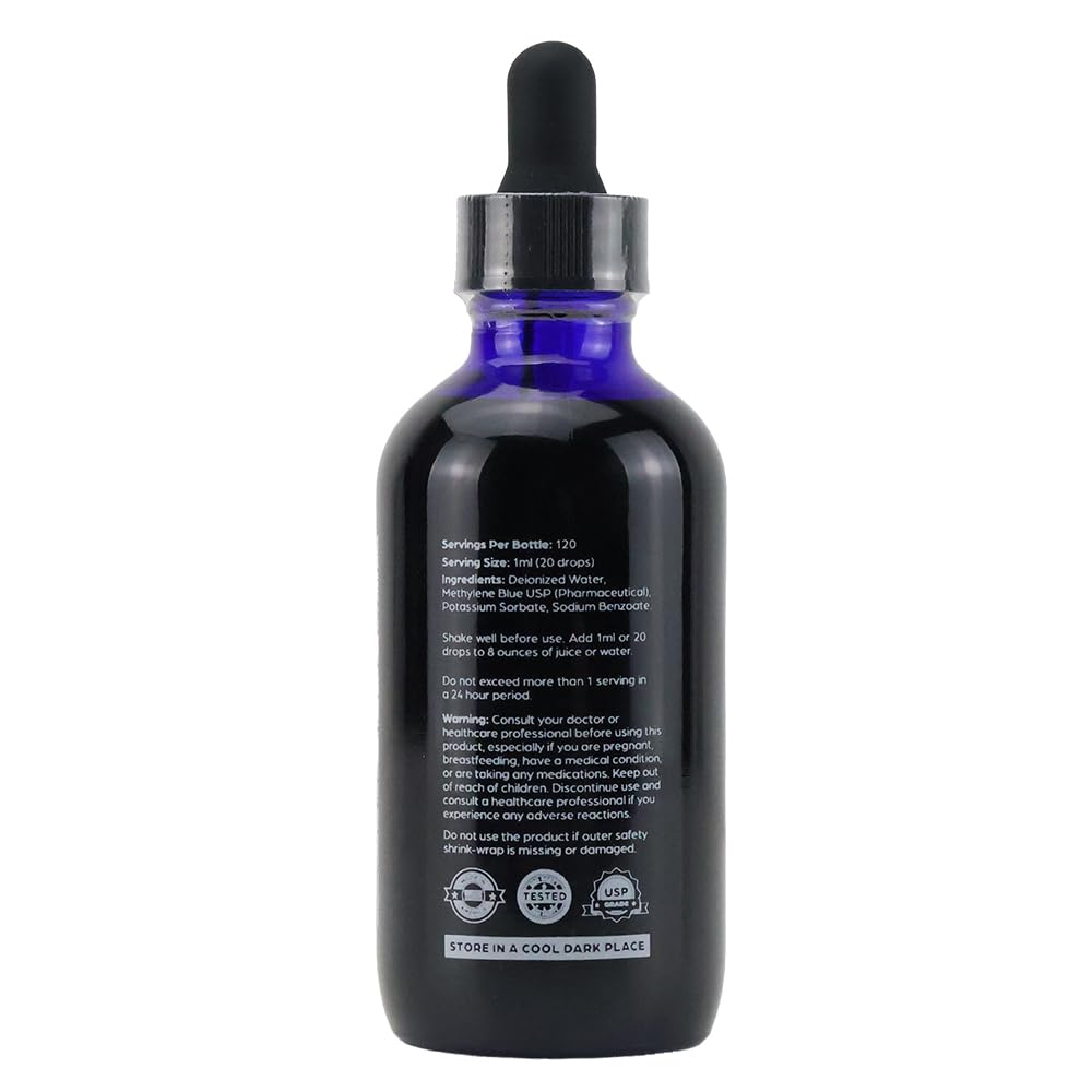 Chemist Labs Methylene Blue – 1% Solution | 99.99% USP-Grade Liquid Drops –Mitochondrial & Cellular Support – 4oz (120ml) – Formaldehyde-Free – Made in USA