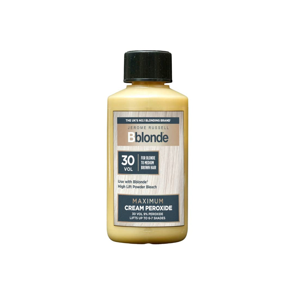 Jerome Russell Bblonde Maximum Lift Cream Peroxide 30 Vol - Permanent Blonde Hair Dye for Blonde to Medium Brown Hair Colour, Hair Bleach with 9% Peroxide & Avocado Oil, Lifts 6-7 Shades, 75ml