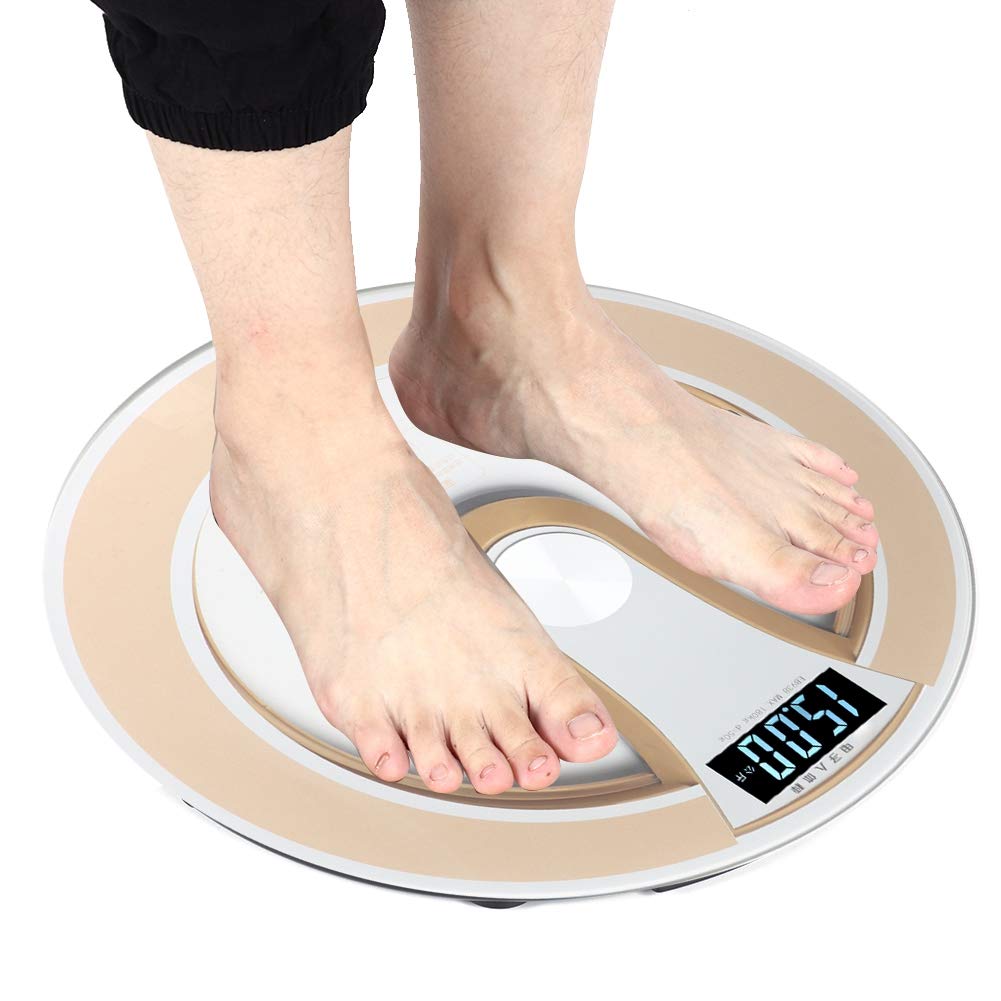 Sonew Digital Weight Scal, Round Intelligent Electric Digital Weight Body LCD Display Scale High Scale(Gold)