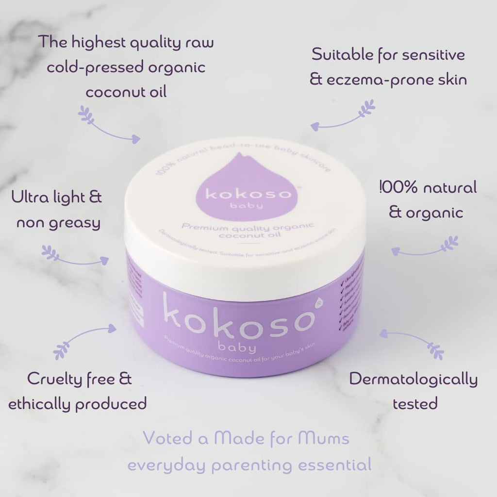 Kokoso Baby Organic Coconut Oil – Moisturising 100% Natural Baby Oil for Baby Massage, Dry, Sensitive and Normal Baby Skin...