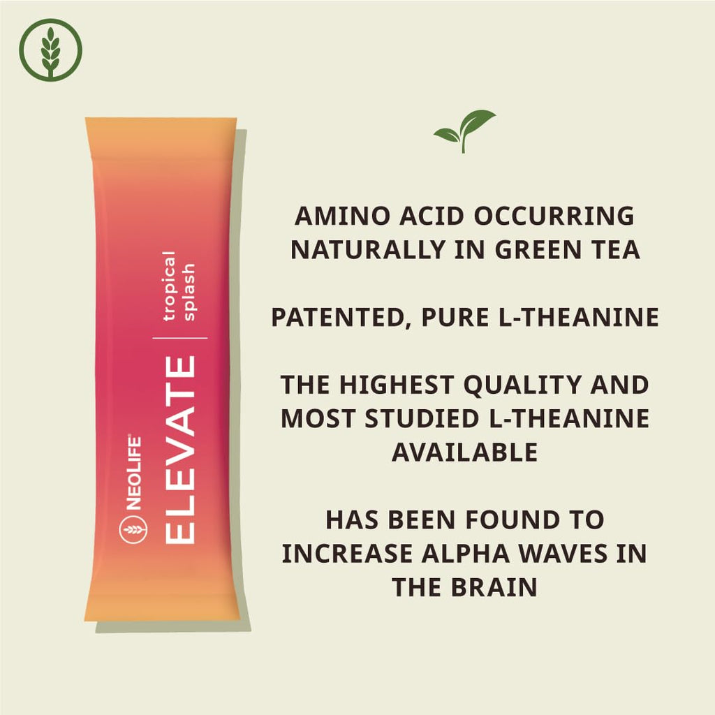 NeoLife - Elevate Drink Mix - Brain & Energy Formula, Electrolyte & Powder, L-Theanine, Caffeine, Hydration, Electrolytes & Vitamins B Complex Packets - 30 Stick Packs