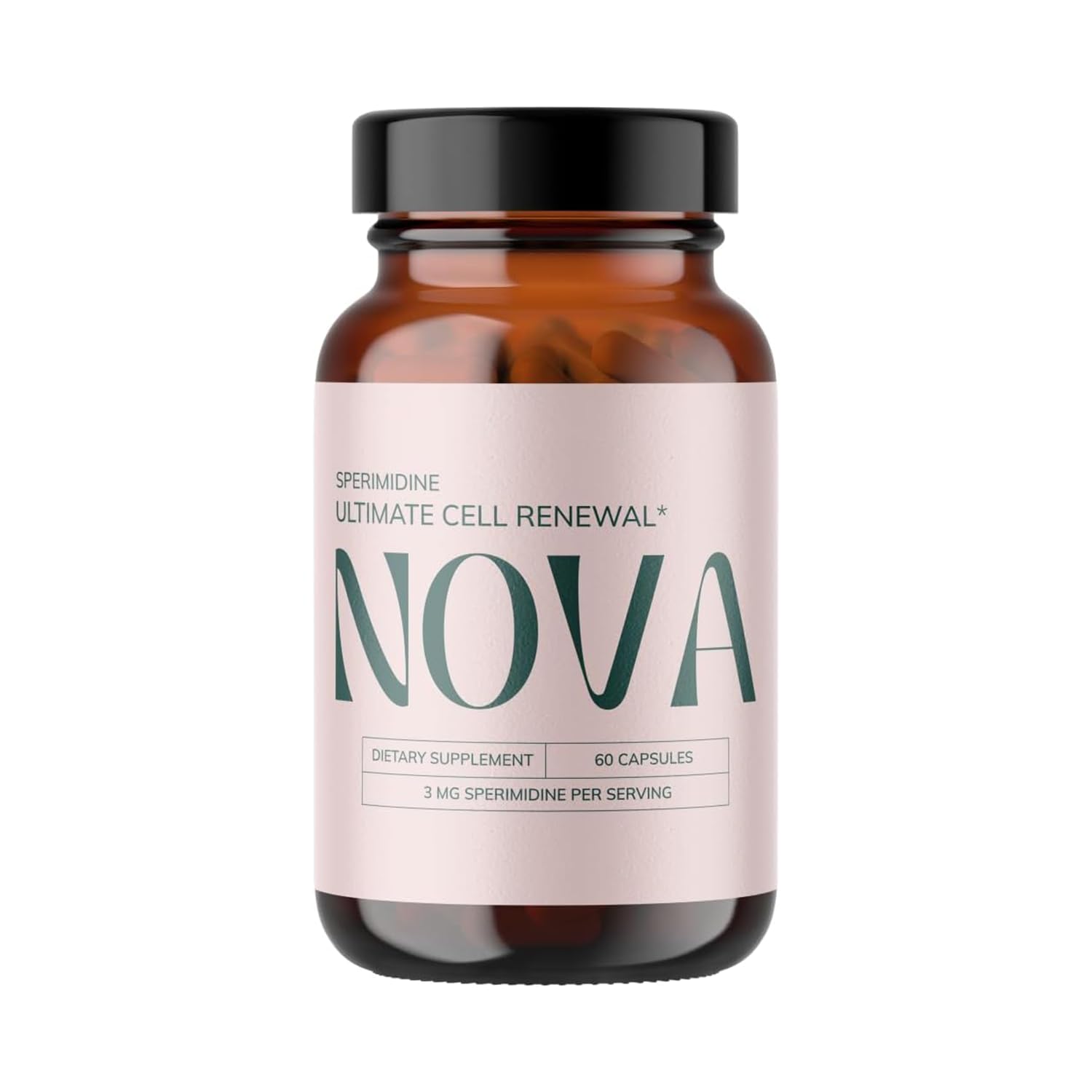 Nova Ultimate Cell Renewal/Spermidine Supplements, Organic Wheat Germ Anti Aging Supplement with High Spermidine, Zinc, and Thiamine for Optimal Autophagy, 60 Capsules (Pack of 1)