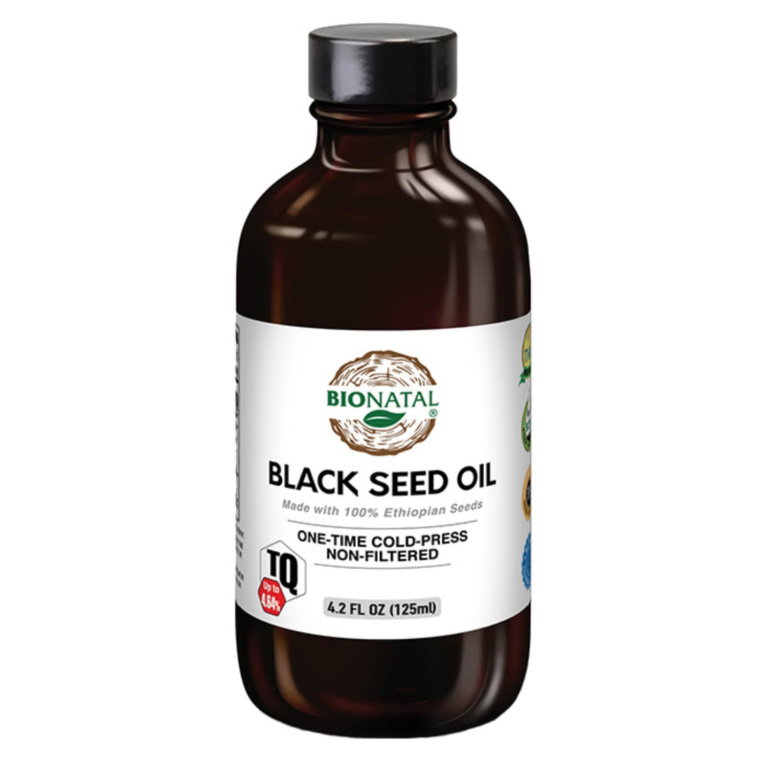 BioNatal Ethiopian Black Seed Oil 4.2oz Glass– Cold Pressed Nigella Sativa Producing Black Cumin Seed Oil, Unrefined & Non-Filtered, High TQ Up to 4.64% – Supports Immune System, Digestion & Joints