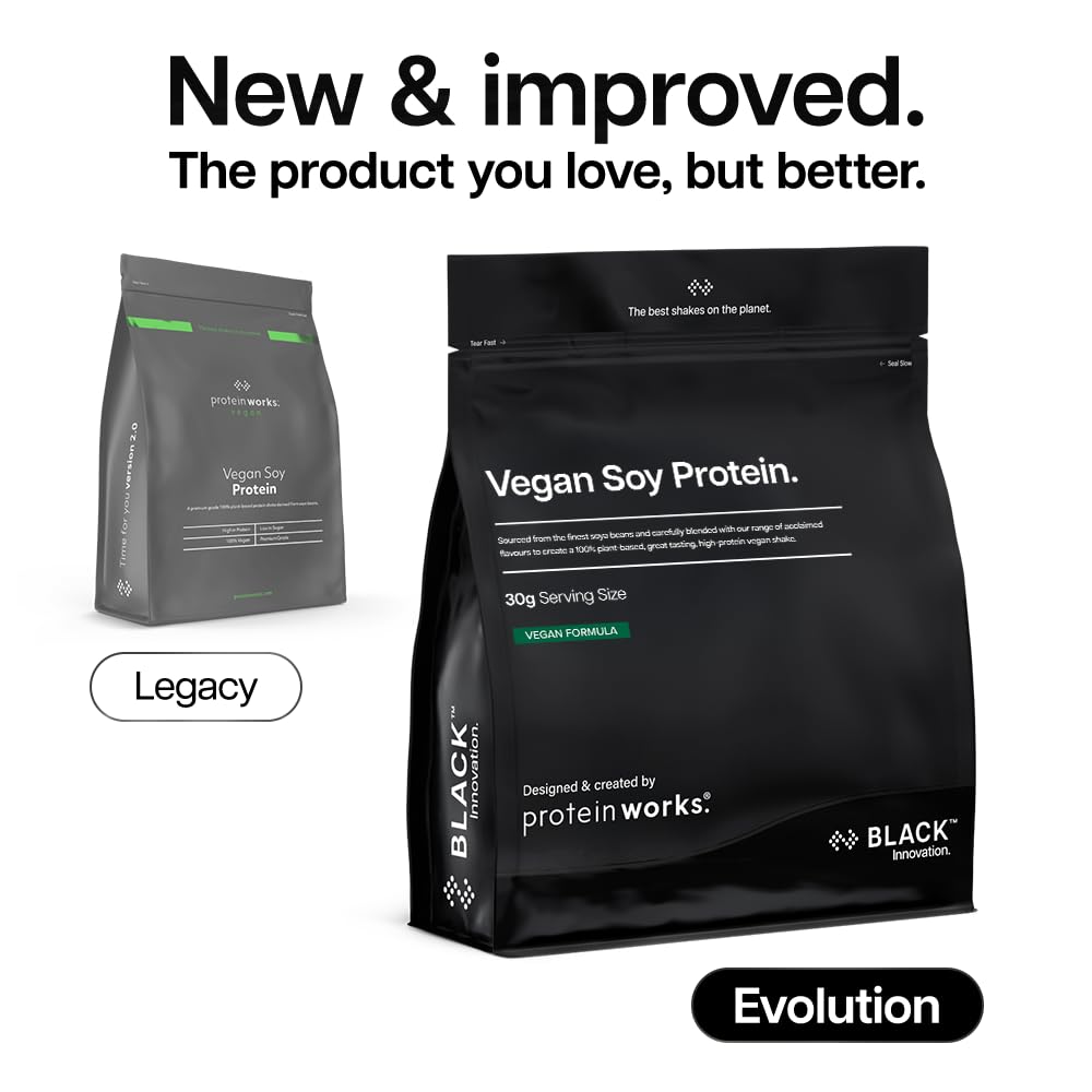 Protein Works | Vegan Soy Protein - Black, Vanilla Crème, 16 Servings, 500g