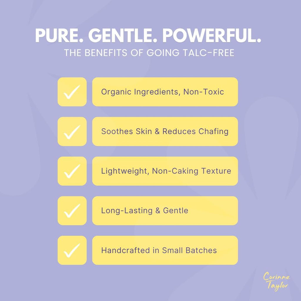 Corinne Taylor Organic Talc-Free Body Powder with Lavender & Chamomile – Natural Dusting Powder for Anti-Sweat, Anti-Chafing & Sensitive Skin – Gentle Absorbent Powder 85g