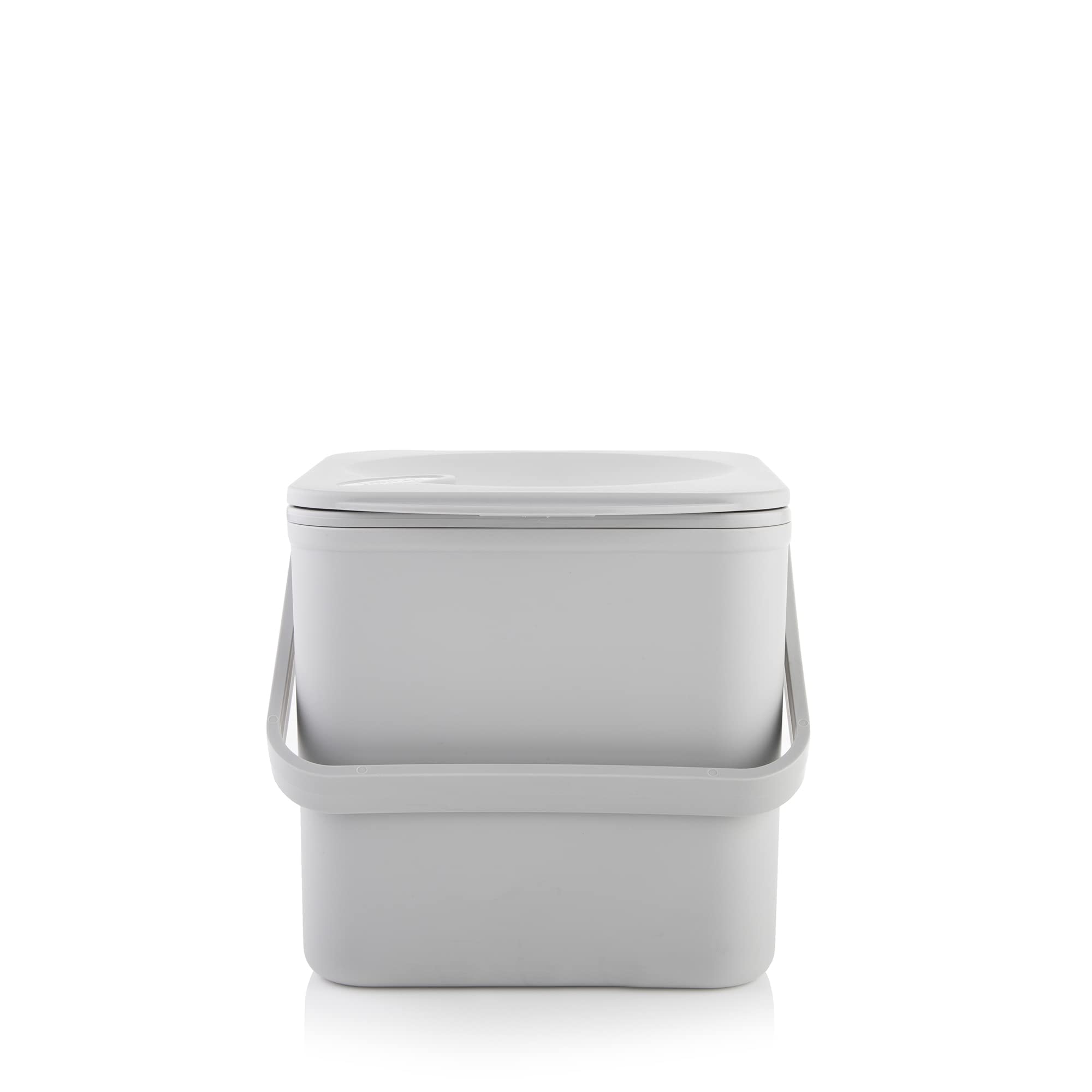 Minky Homecare Kitchen Compost Bin – Countertop Food Waste Caddy with Easy Wipe Clean Interior – Made in The UK - 3.5L (0.9 gal.) (Light Grey)