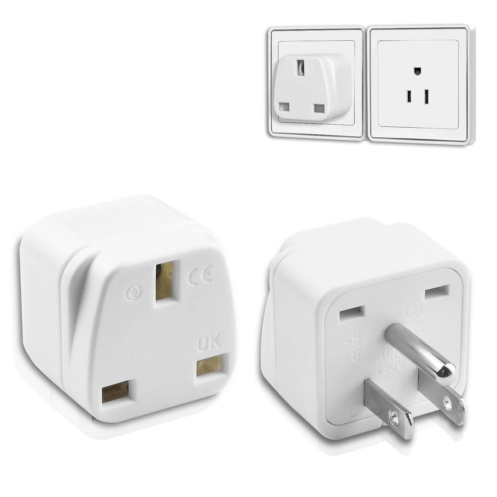 UK to US Plug Adapter, 2 Pack UK to US Adapter, UK to US Plug Adapter, US Plug Adapter