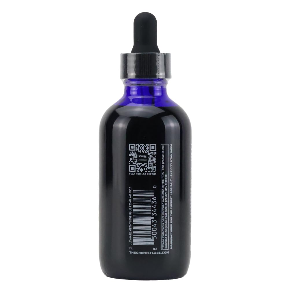 Chemist Labs Methylene Blue – 1% Solution | 99.99% USP-Grade Liquid Drops –Mitochondrial & Cellular Support – 4oz (120ml) – Formaldehyde-Free – Made in USA