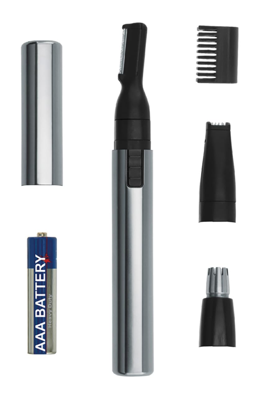 Wahl Micro Groomsman, 3 in 1, Ear Trimmer, Nose & Facial Hair Trimmer, Rotating Nose/Ear Trimmer, Battery Powered, Washable Heads, Long Lasting Washable Heads