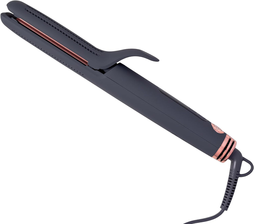 Hairitage Ceramic Tourmaline 2in1 Flat Iron Hair Straightener Curling Iron for Hair Styling - 1 1/4 Inch - Airflow Styler with Curved Edges for Curling + Straightening - Blowout Styles