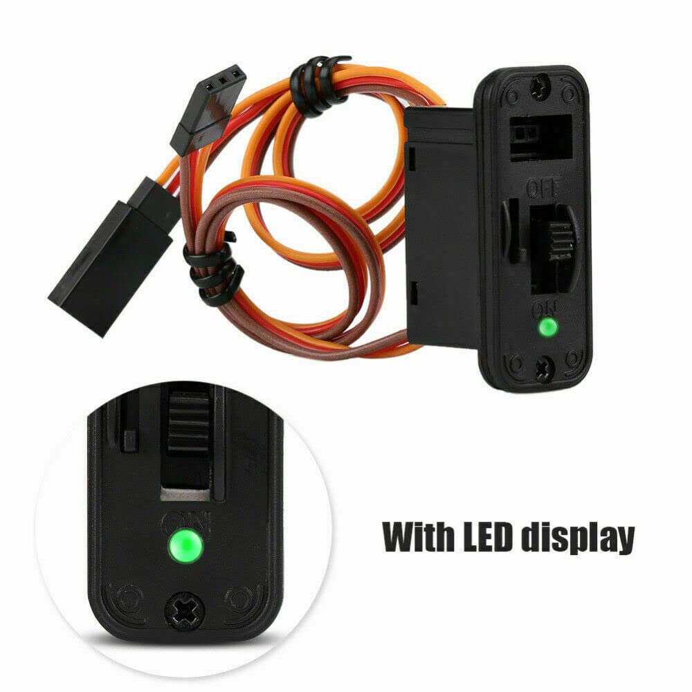 PA Products RC Heavy Duty On Off Receiver Switch with LED Extra Charge Port Futaba JR UK