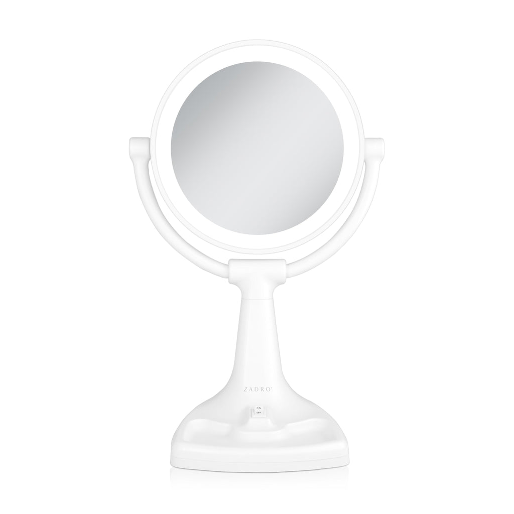 Zadro 11" Fluorescent Lighted Makeup Mirror with 10X/1X Magnification and Tray