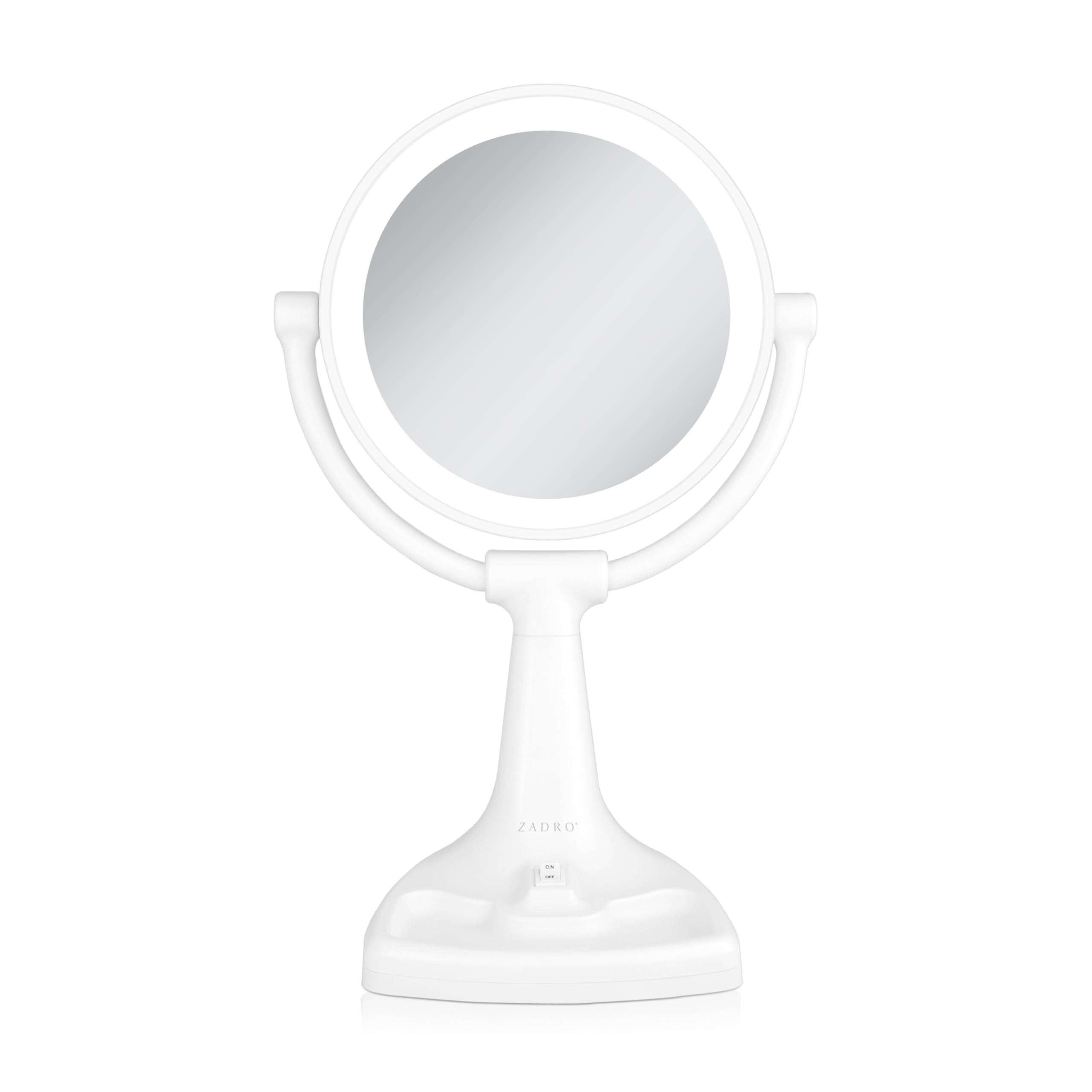 Zadro 11" Fluorescent Lighted Makeup Mirror with 10X/1X Magnification and Tray
