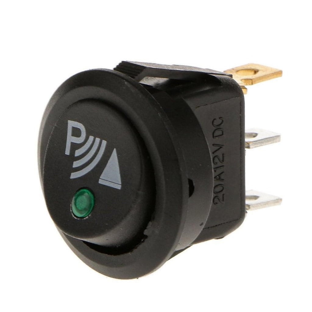 Dolphin Automotive Illuminated LED Round 3 Pin P Rocker ON/OFF 12v DC Dashboard Switch Parking Reverse Sensor Front Rear Reversing Sensors UK (4)