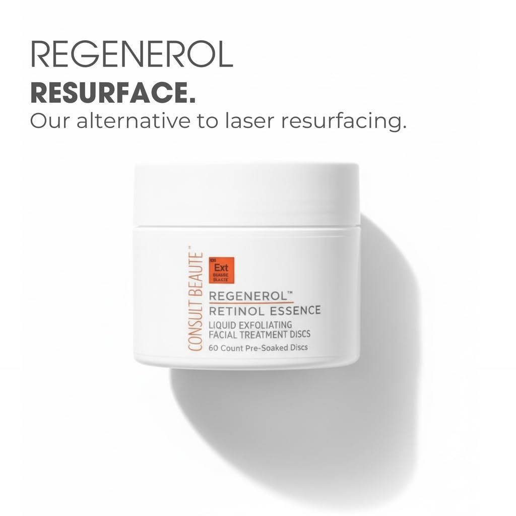 Consult Beaute - Regenerol - Retinol Exfoliating Facial Treatment Pads - Micro Exfoliation for Face - Smoother, Glowing Skin - 60 Disposable Wipes (2Pack)