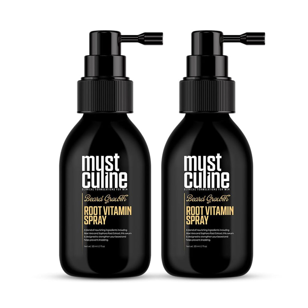 Mustculine Masculine Beard Growth Vitamin Spray for Fuller, Stronger, Longer, and Bushier Beards (2 Pack)