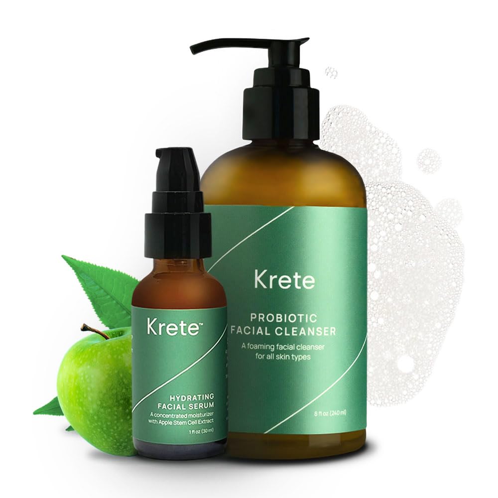 krete One-Two Punch with Probiotic Facial Cleanser & Facial Serum for Men – Moisturize, Hydrate, and Protect Your Skin in 30 Seconds
