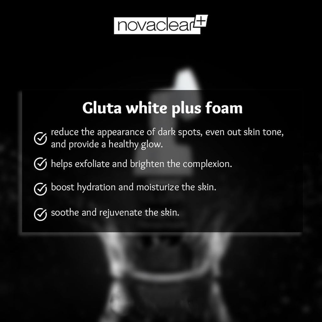 Novaclear Gluta White Plus Facial Foam with Silicone Brush - Deeply Cleanses, Exfoliates, Reduces Dark Spots and Evens Skin Tone for a Healthy Glow 100 ml