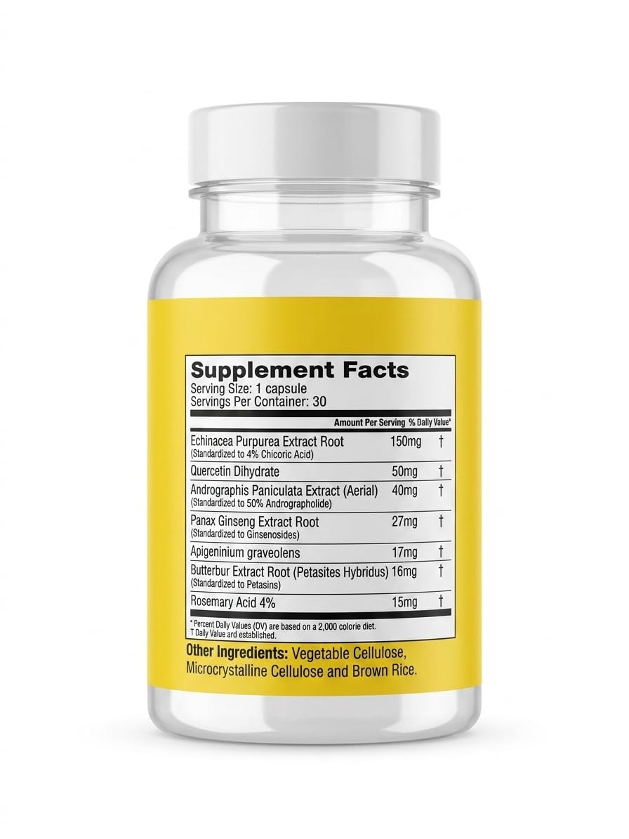 HybridAR Daily Immune & Seasonal Wellness Support – Herbal Formula with Quercetin, Butterbur, and Zinc – 30 Veggie Capsules