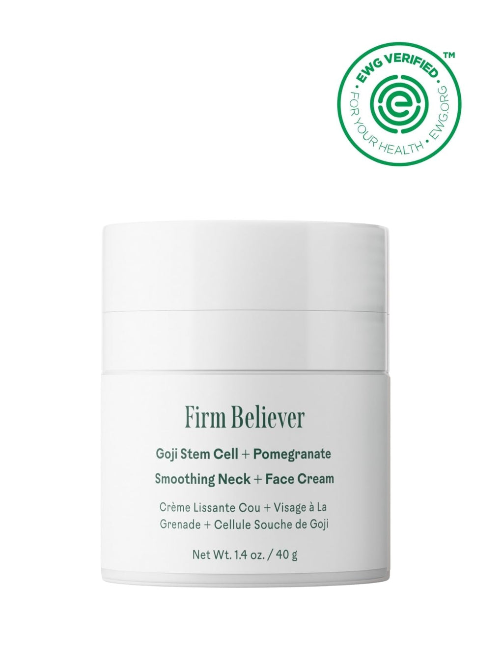 Three Ships - Firm Believer Goji Stem Cell + Pomegranate Smoothing Neck + Face Cream | Moisturize, Smooth, Tone Skin | Cruelty-Free, Vegan, Paraben-Free, Sensitive Skin Safe (1.4 oz | 40 g)
