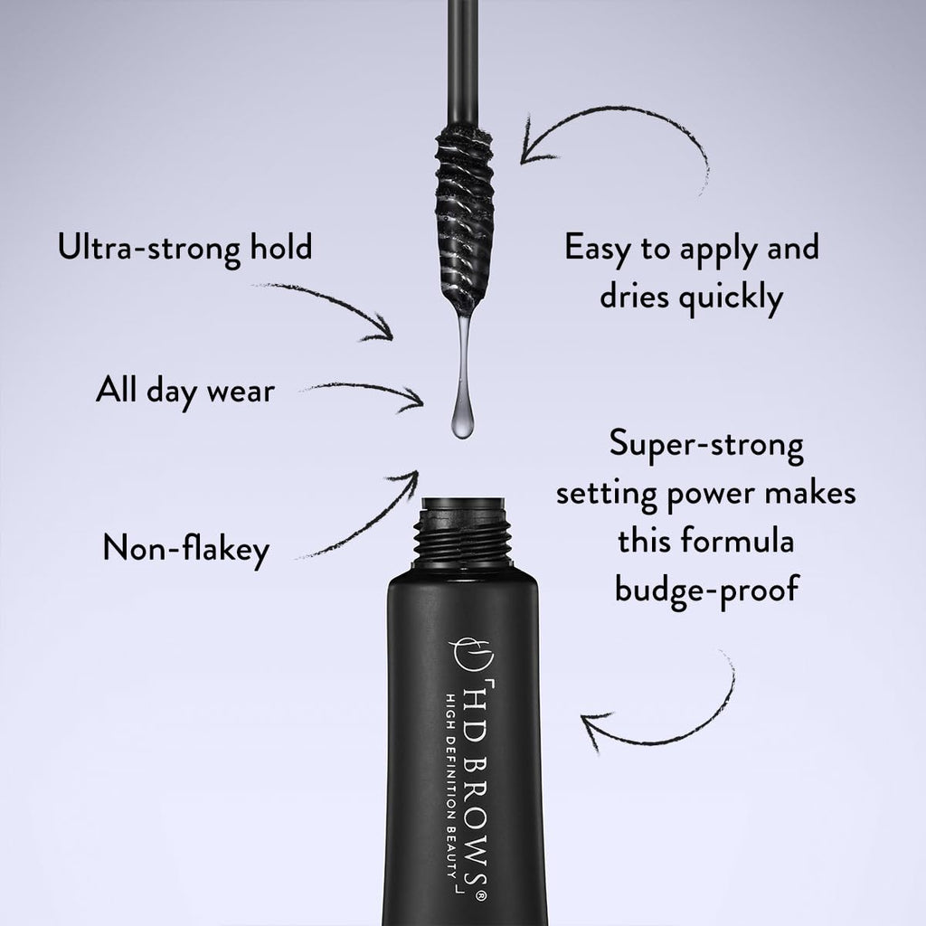 HD BROWS Brow Glue Brow Setting Gels Extreme Hold Gel, Dark Brown/Black