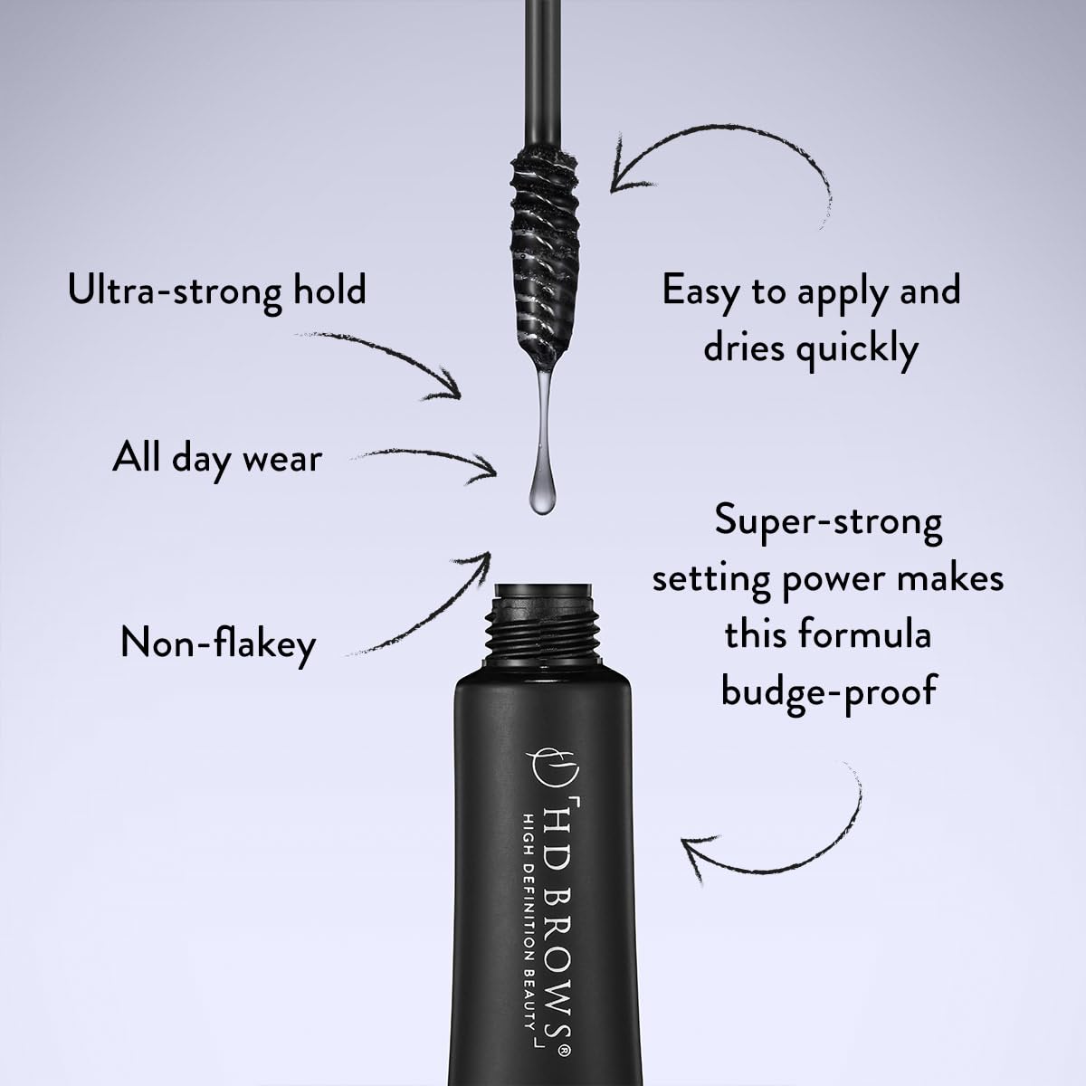 HD BROWS Brow Glue Brow Setting Gels Extreme Hold Gel, Dark Brown/Black