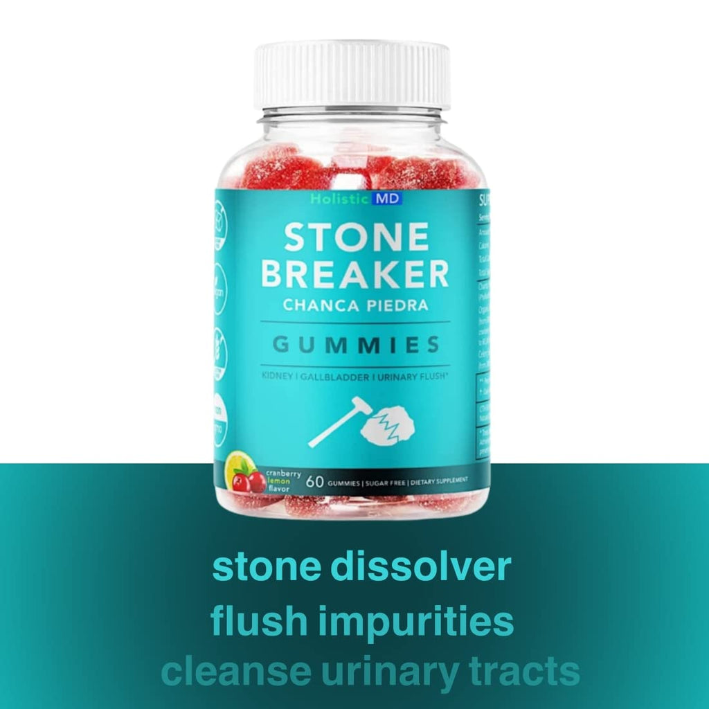Holistic MD Stone Breaker Chanca Piedra 1,500mg Gummies Kidney Stones Cleanse Gallbladder Formula | Plus Cranberry Extract Might Help Urinary Tract Flush Impurities | Fast Absorption Sugar Free 60ct