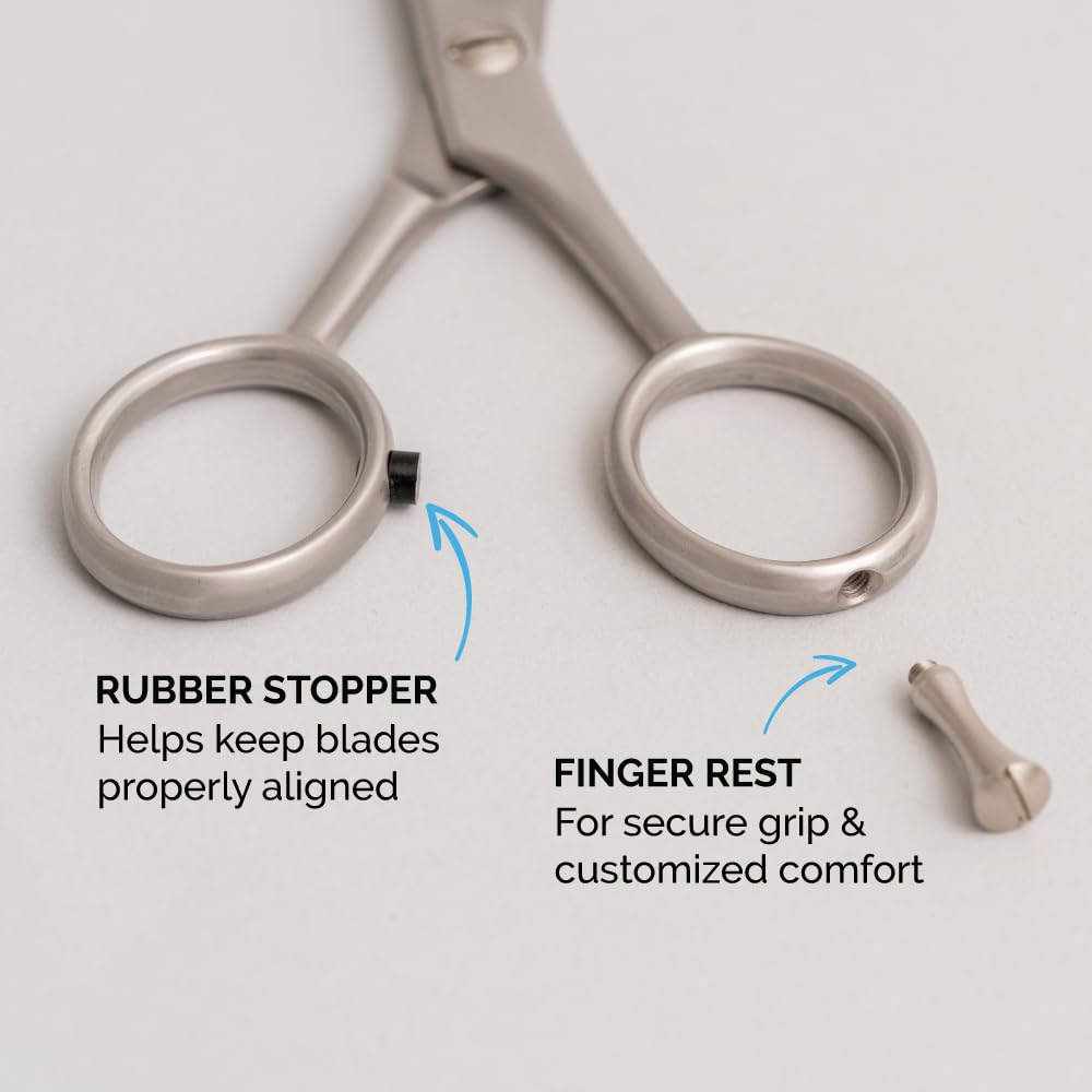 ZEUS Stainless Steel Beard Trimming Scissors for Men with Leather Case