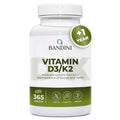 Bandini® Vitamin D3 K2 | 365 Easy-to-Swallow Tablets for 1 Year | 2000 IU