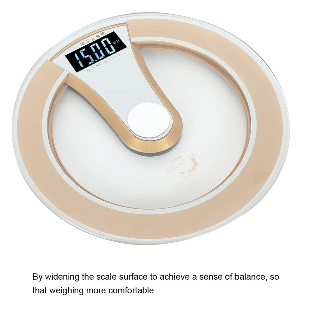Sonew Digital Weight Scal, Round Intelligent Electric Digital Weight Body LCD Display Scale High Scale(Gold)