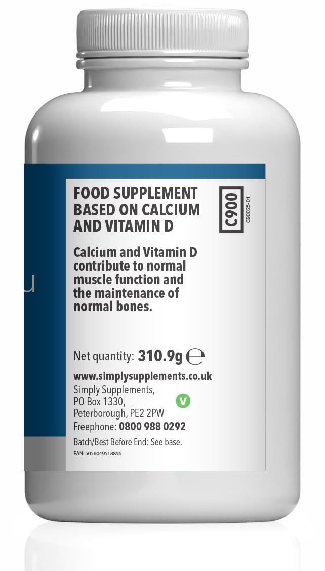 Calcium 1000mg & Vitamin D3 400iu | 180 Vegan Tablets | 3 Months' Supply