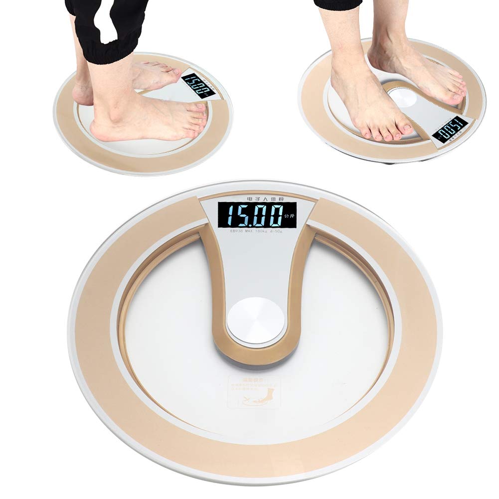 Sonew Digital Weight Scal, Round Intelligent Electric Digital Weight Body LCD Display Scale High Scale(Gold)