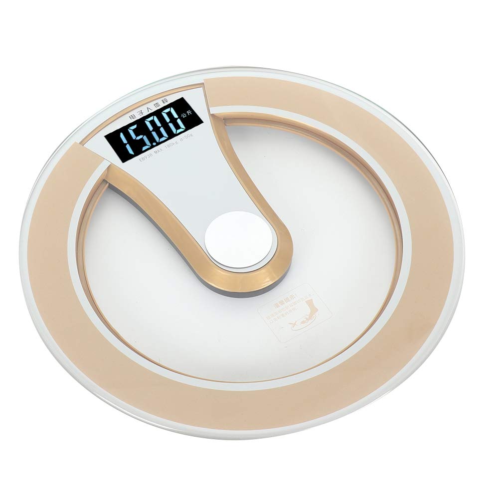 Sonew Digital Weight Scal, Round Intelligent Electric Digital Weight Body LCD Display Scale High Scale(Gold)