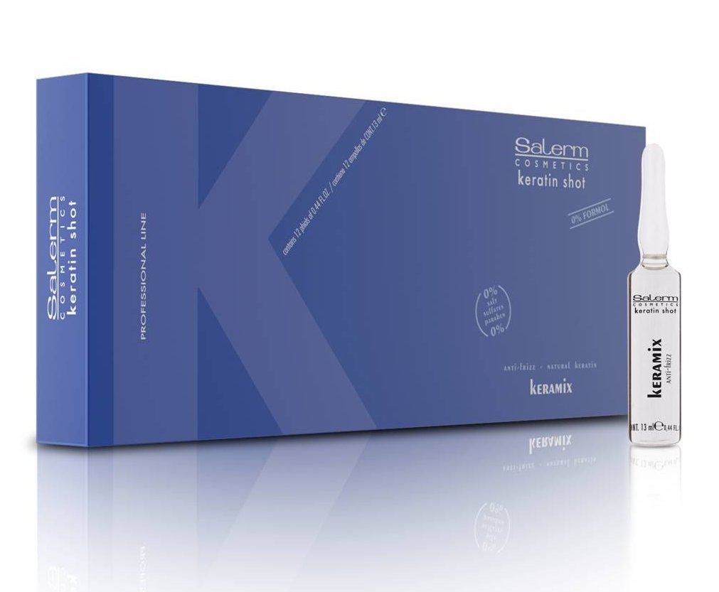 Salerm Keratin Shot Keramix – Intensive Keratin Treatment Ampoules, 0.44 oz (Pack of 12)