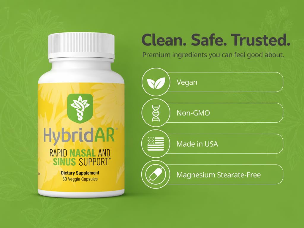 HybridAR Daily Immune & Seasonal Wellness Support – Herbal Formula with Quercetin, Butterbur, and Zinc – 30 Veggie Capsules