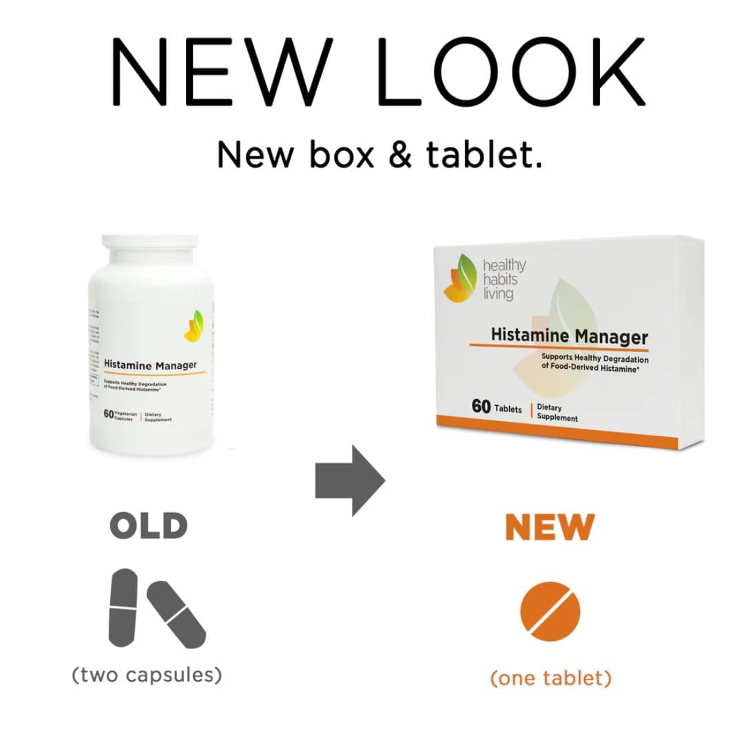 Histamine Manager – New and Improved Formula 20,000 HDU of Diamine Oxidase DAO per tablet – Digestive Enzyme to Help Block and Manage Food-Derived Histamine Intolerance – 60 Tablets (1 Box)