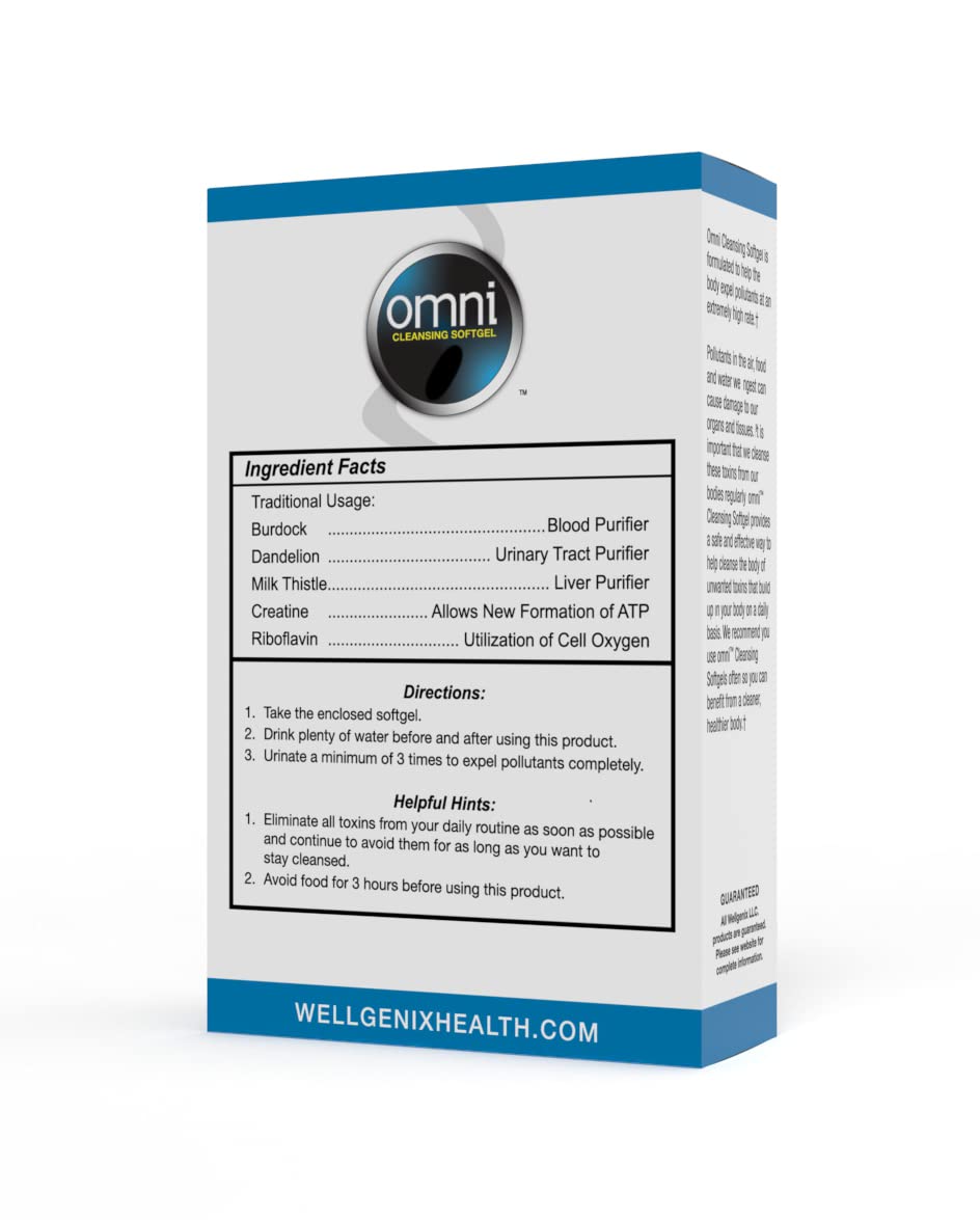Wellgenix Omni Herbal Cleanse Detox - Extra Strength Detoxifying Softgel - Whole Body Detox System - Quick Flush One Day Cleansing (2 Pack)