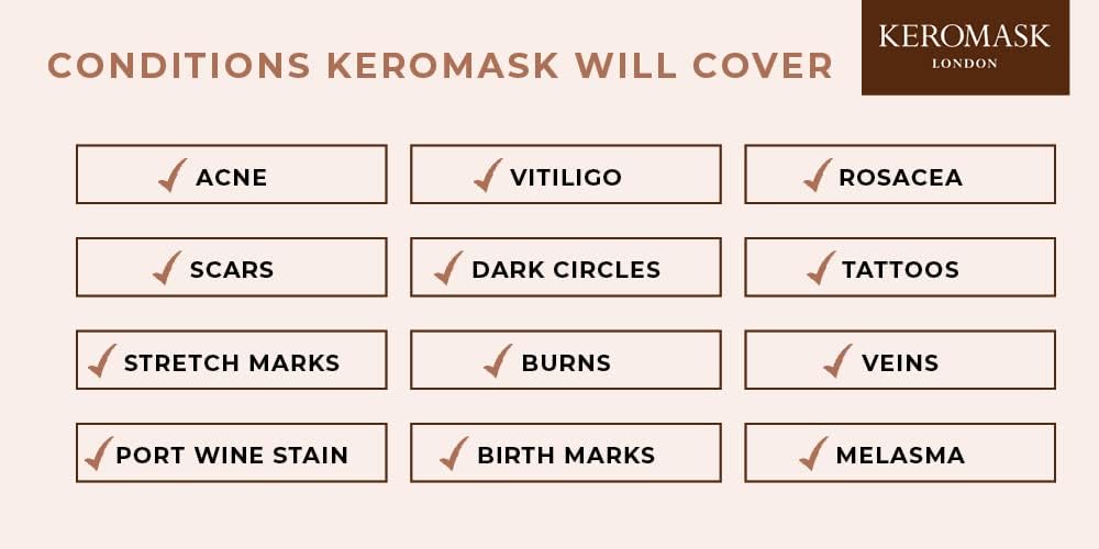 Keromask Full Coverage Concealer | Light No 7 | Camouflage Makeup | Waterproof Concealer | Hypoallergenic | Vitiligo, Tattoo, Rosacea, Tattoo Cover |24 Shades