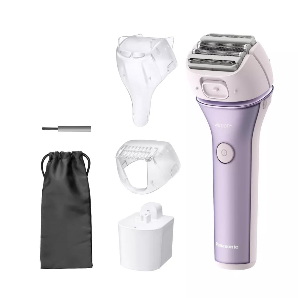 Panasonic Close Curves Electric Shaver for Women, Cordless 4-Blade Shaver, Bikini Attachment, Pop-Up Trimmer, Wet Dry Operation, Travel Pouch – ES-WL80-V (Purple)