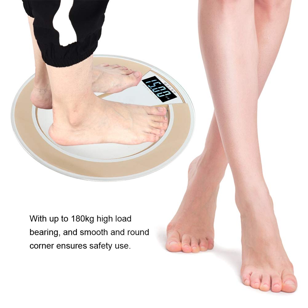 Sonew Digital Weight Scal, Round Intelligent Electric Digital Weight Body LCD Display Scale High Scale(Gold)