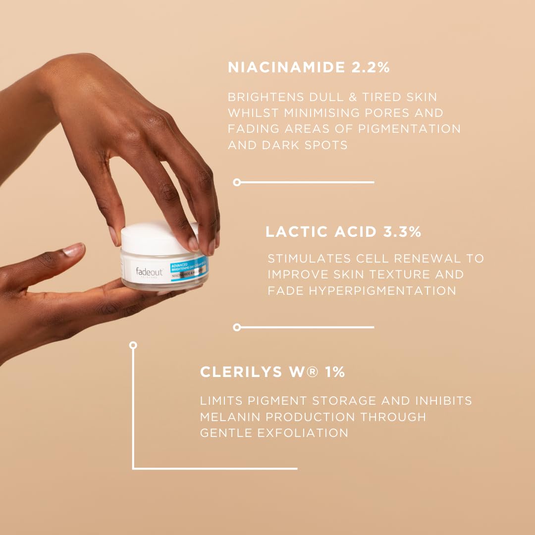 Fade Out Advanced Even Skin Tone Day Cream with SPF20 - Face Cream With Niacinamide and Lactic Acid to Brighten Skin tone in 4 weeks