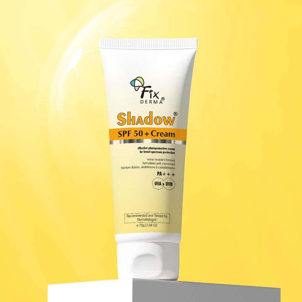 Fixderma Shadow SPF 50+ Cream Sunscreen for Face - Dermatologist Tested Moisturiser for Men, Water Resistant, 2.64 OZ