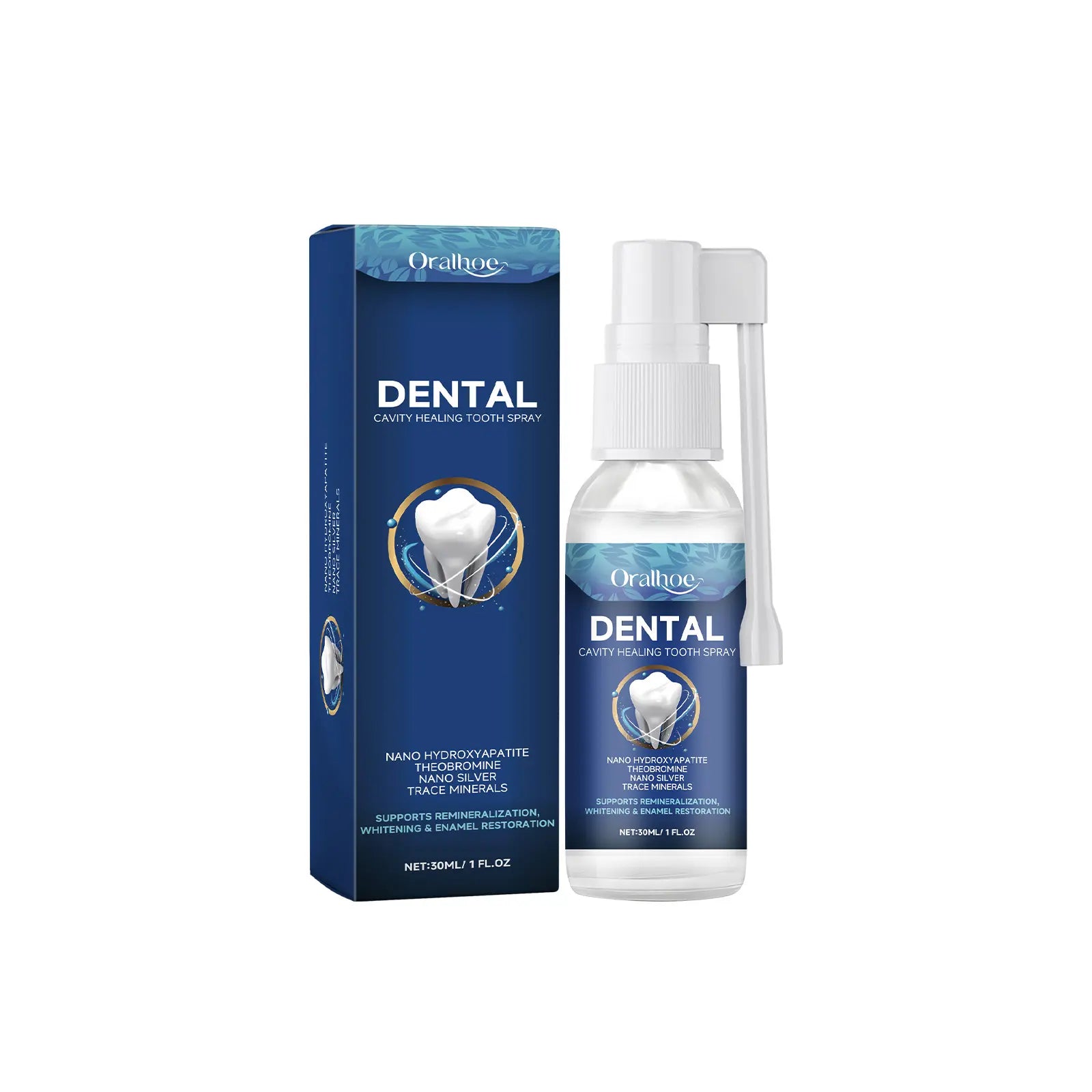 Oralhoe Dental Care Spray with Hydroxyapatite & Colloidal Silver Protects Teeth Reduces Stains and Sensitivity for Natural Cleanliness