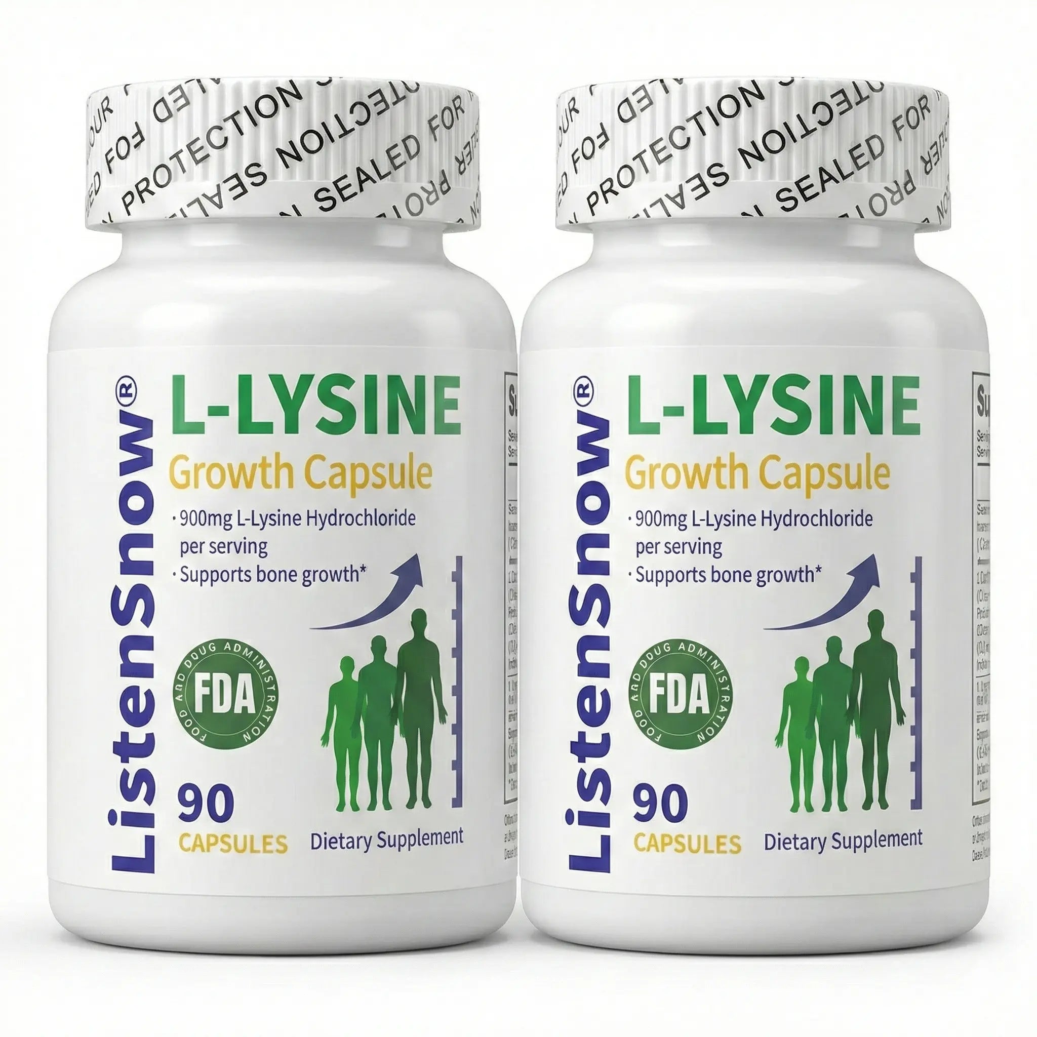 Growth Capsules L-LYSINE Height Increase Maximizer with Calcium for Bone Strength -Natural Get Taller Supplement