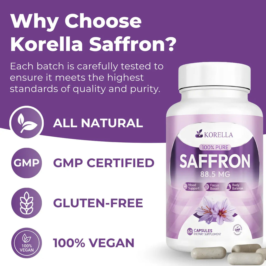 Korella Saffron Extract [88.5Mg] for Stress, Mood & Focus – Natural