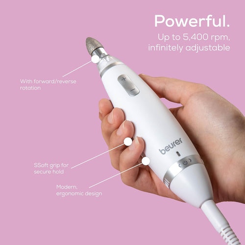 Beurer MP 62 Electric Manicure/Pedicure Set with 10 Tips LED Light with Storage Bag