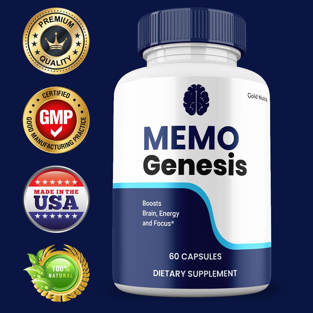 Memo Genesis Supplement Pills, All Natural Brain and Cognitive Clarity Support, MemoGenesis Capsules (3 Pack)