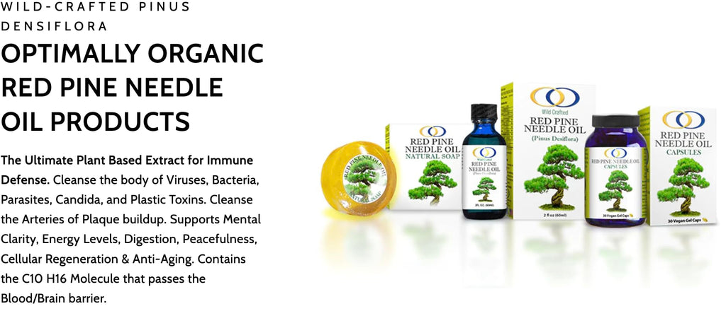 Optimally Organic Korean Red Pine Needle Oil Capsules - Powerful Immune System Booster - Anti Aging Properties - Wild Crafted, Non GMO - Pure, Bioactive, Vegan Beauty Treatment - 30 Capsules