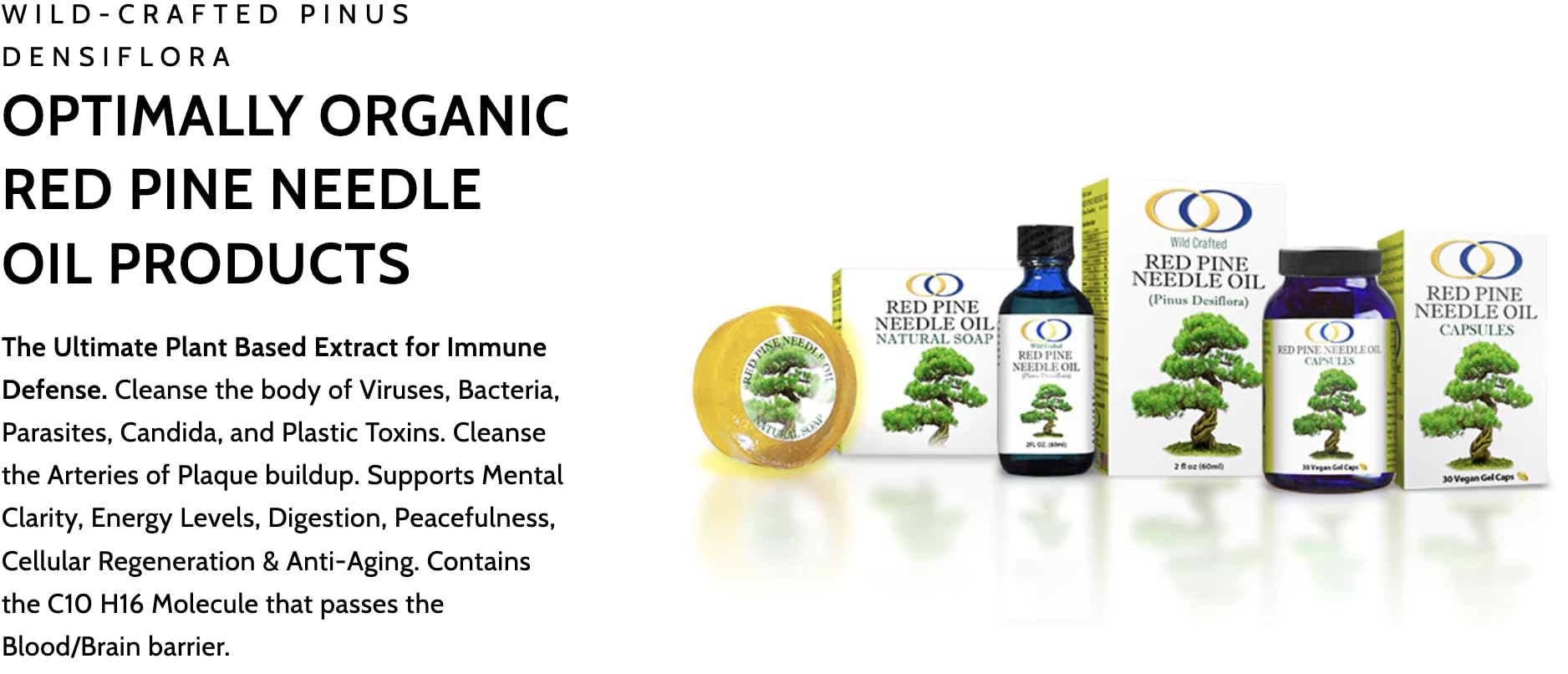 Optimally Organic Korean Red Pine Needle Oil Capsules - Powerful Immune System Booster - Anti Aging Properties - Wild Crafted, Non GMO - Pure, Bioactive, Vegan Beauty Treatment - 30 Capsules